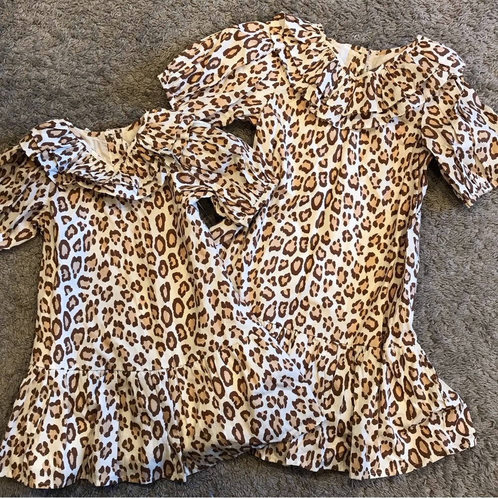 NWOT Janie and Jack Leopard Puff sleeve Ruffle Dress - Picture 2 of 9